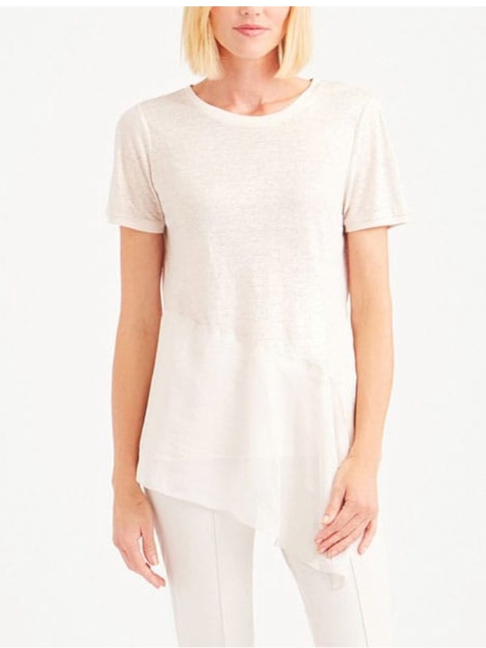 Per Se by Carlisle Shimmer Silk Linen Cream Metallic Asymmetric Blouse Size Med